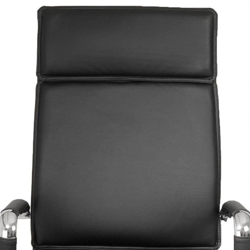 Black and Silver Adjustable Swivel Leather Rolling Office Chair