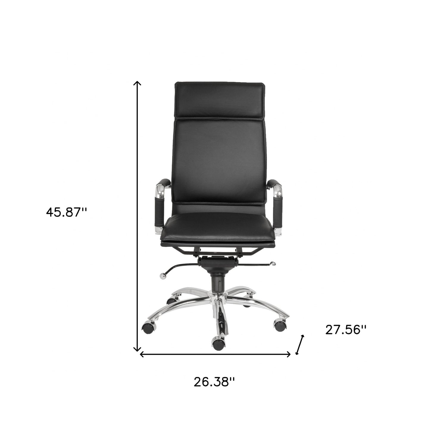 Black and Silver Adjustable Swivel Leather Rolling Office Chair