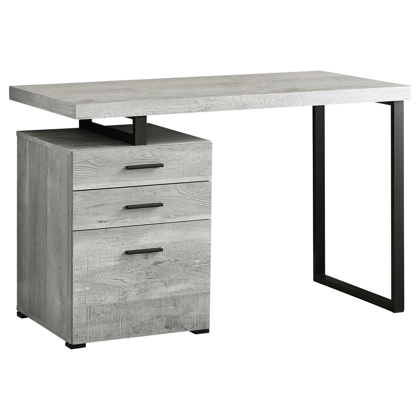 47" Gray and Black Computer Desk With Three Drawers