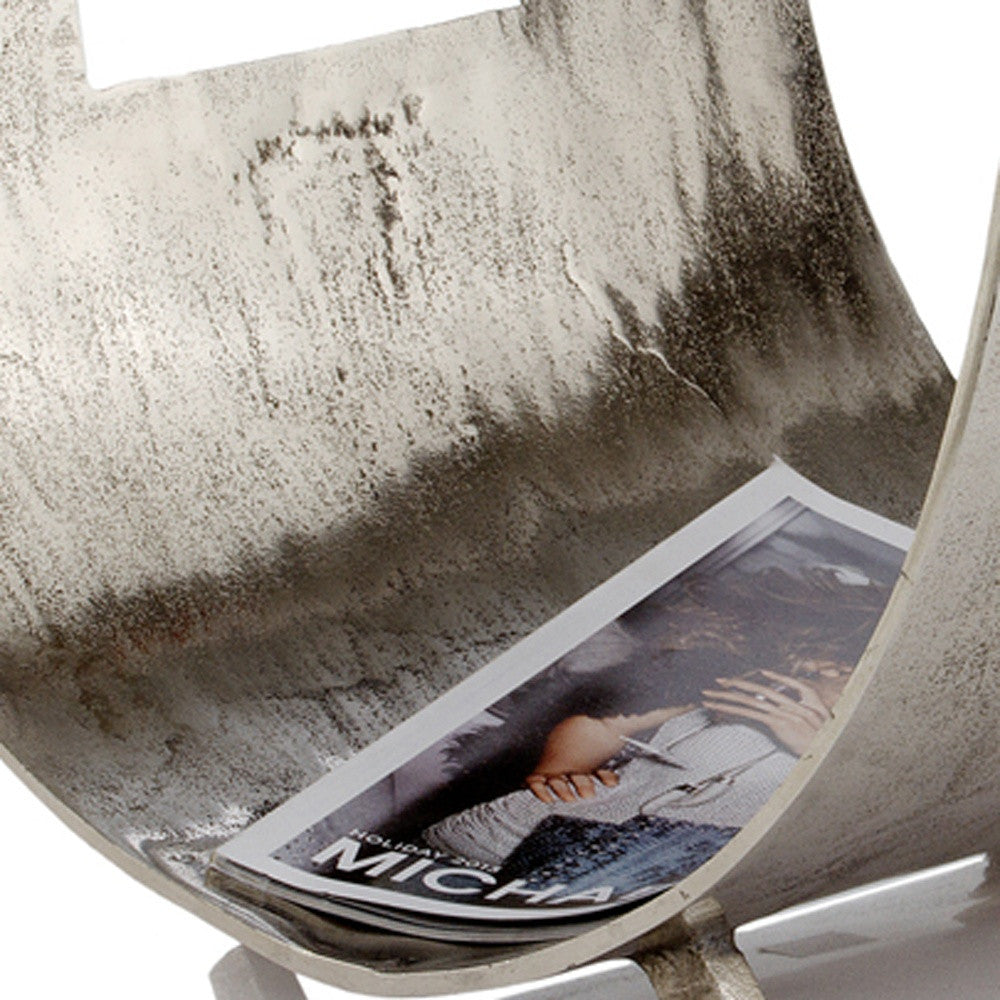 Modern Brushed Raw Silver Magazine Basket