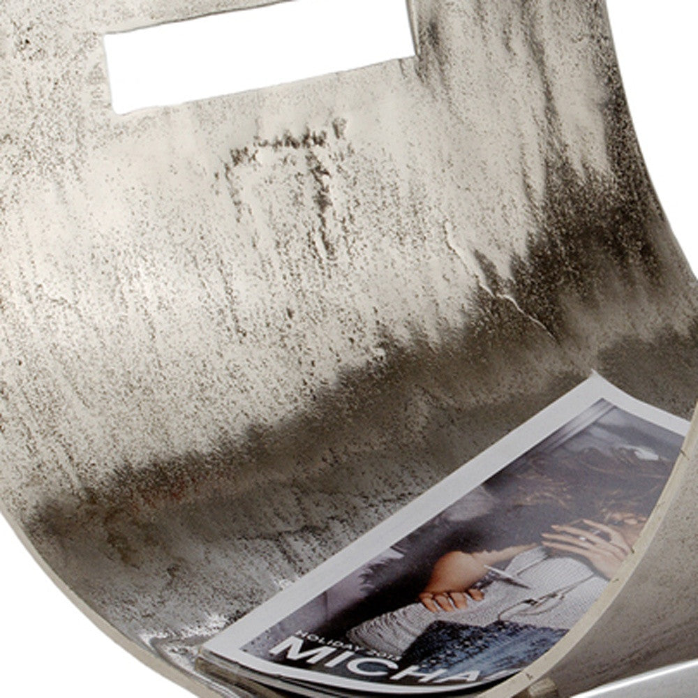 Modern Brushed Raw Silver Magazine Basket