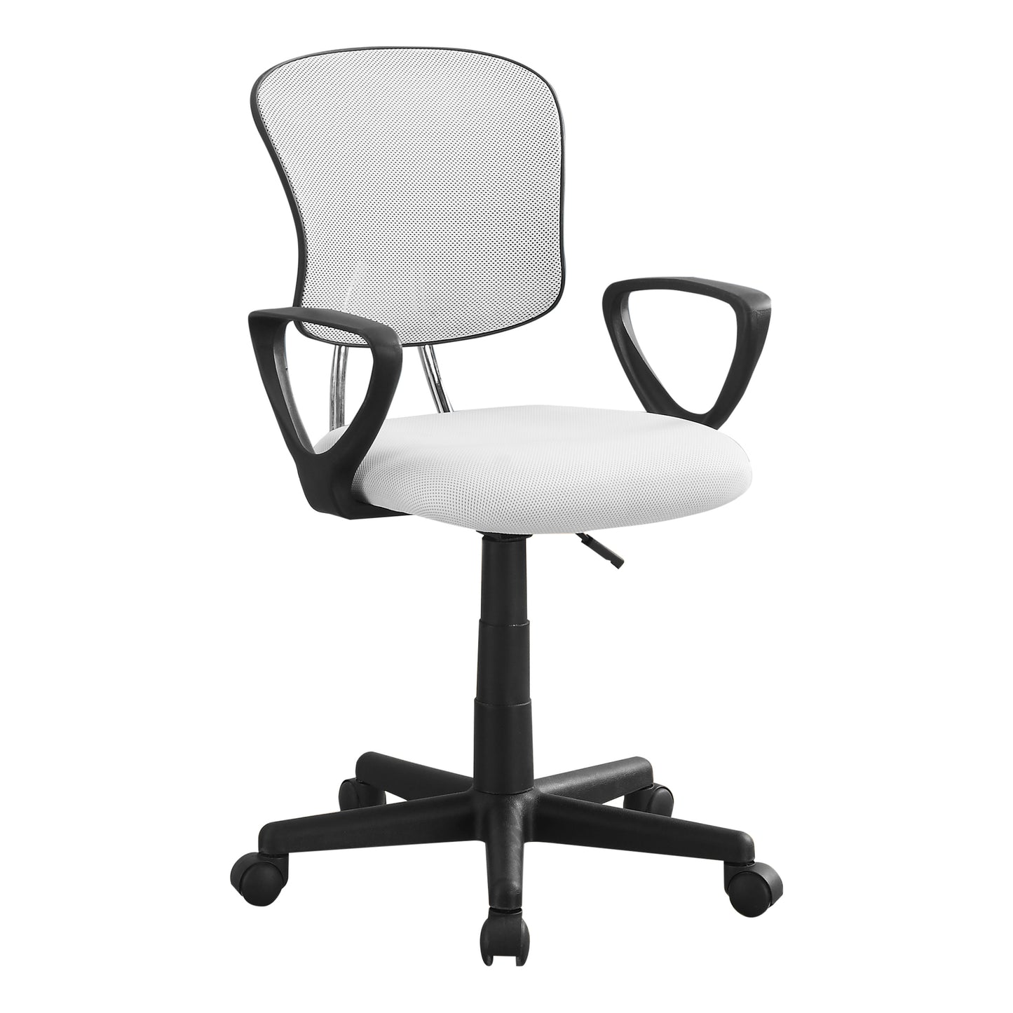 White Polyester Seat Swivel Adjustable Task Chair Mesh Back Plastic Frame