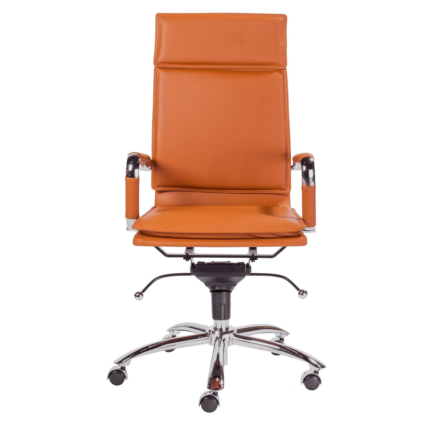 Brown Faux Leather Seat Swivel Adjustable Task Chair Leather Back Steel Frame