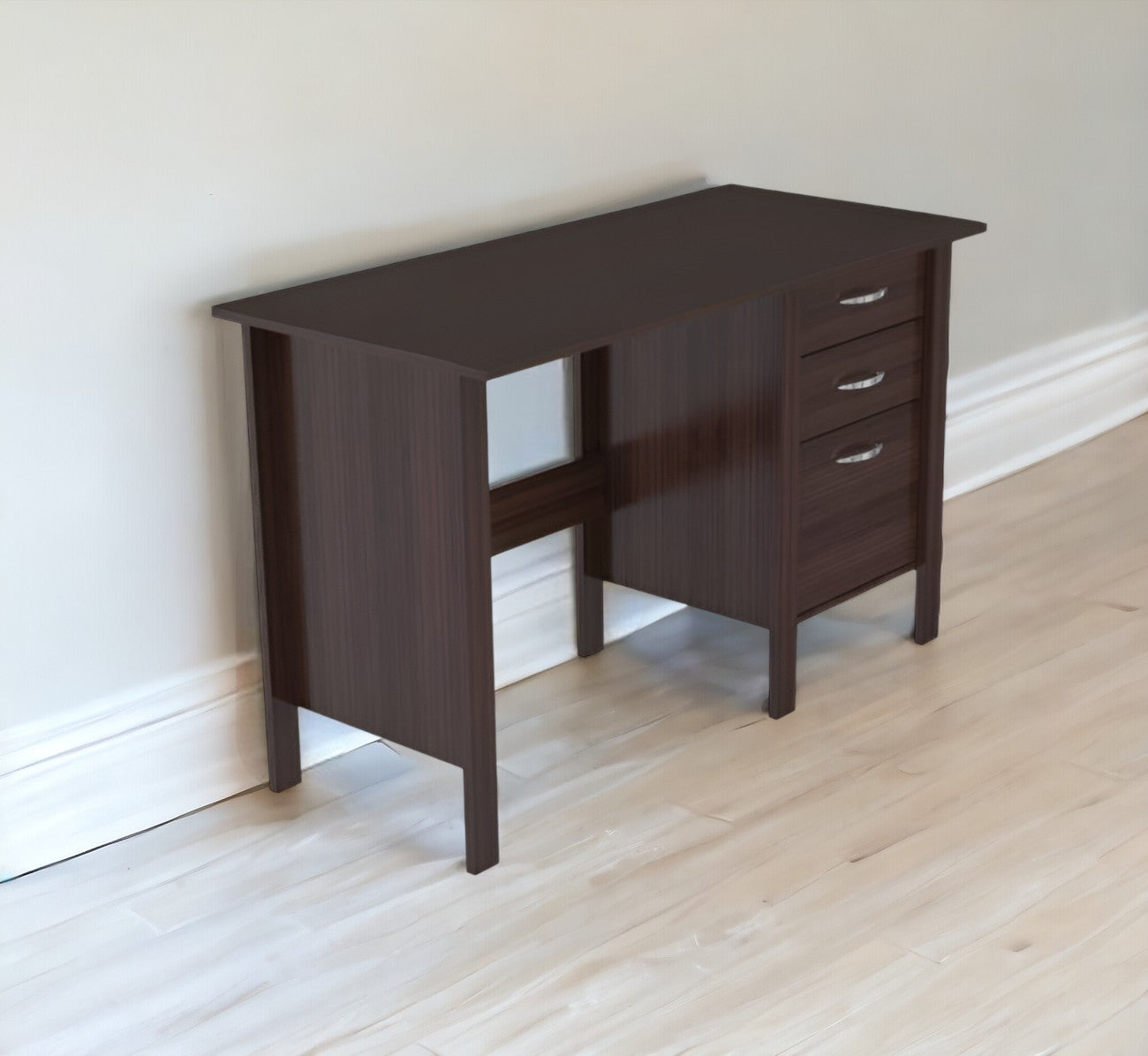 47" Espresso Mirrored Computer Desk With Three Drawers