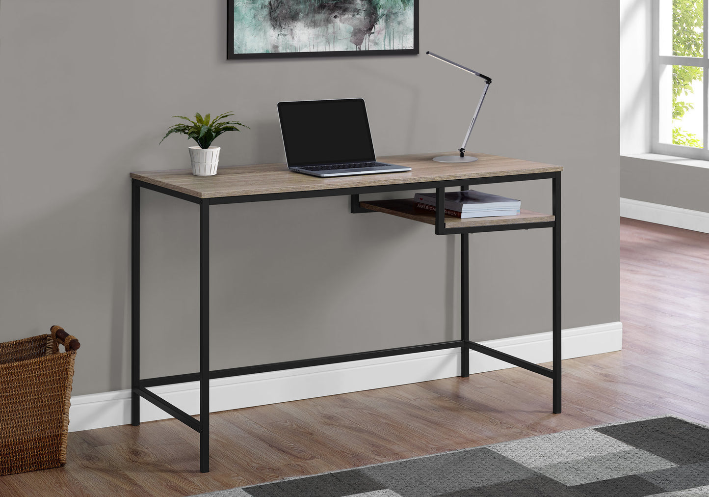 22" Taupe and Black Computer Desk