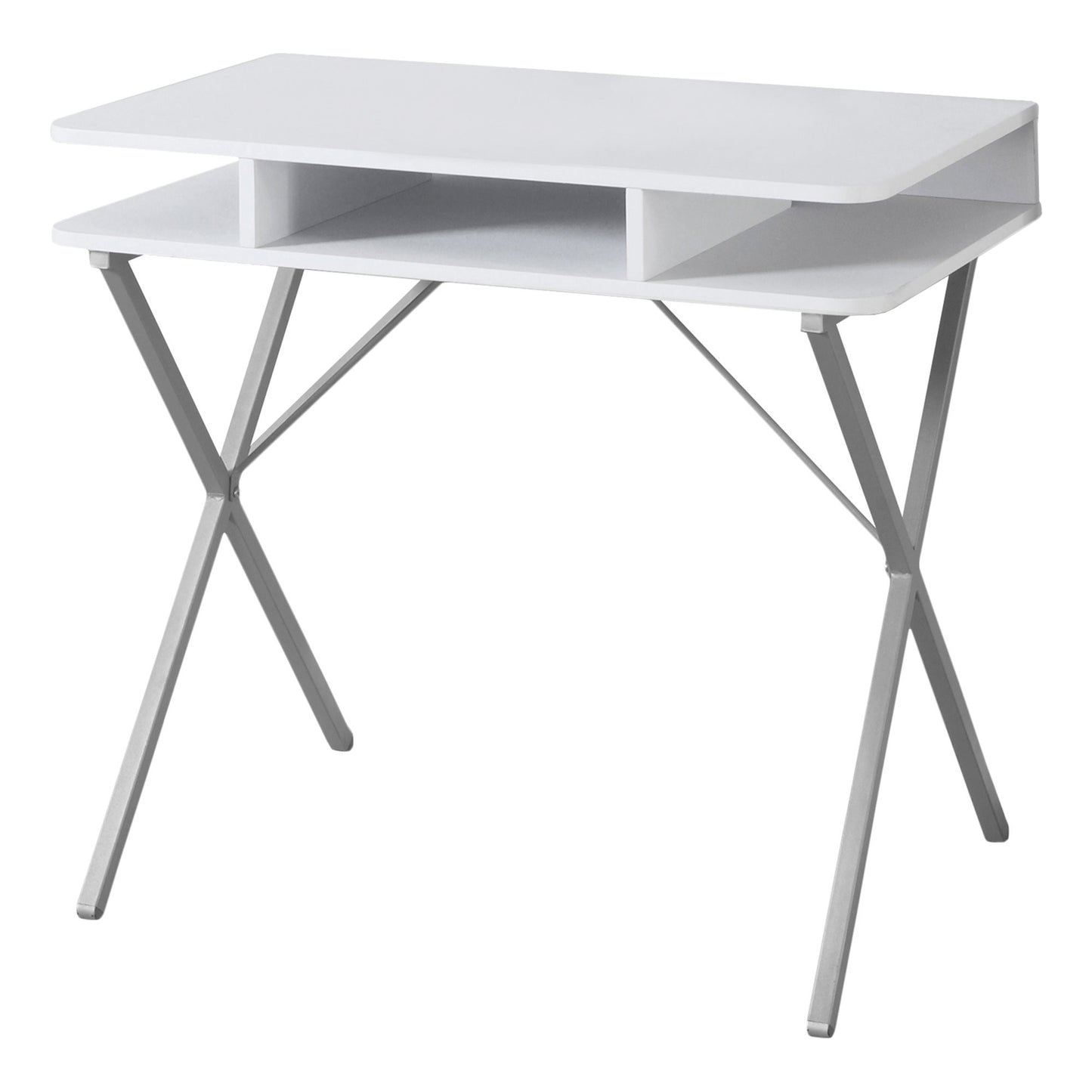 20" White and Silver Computer Desk