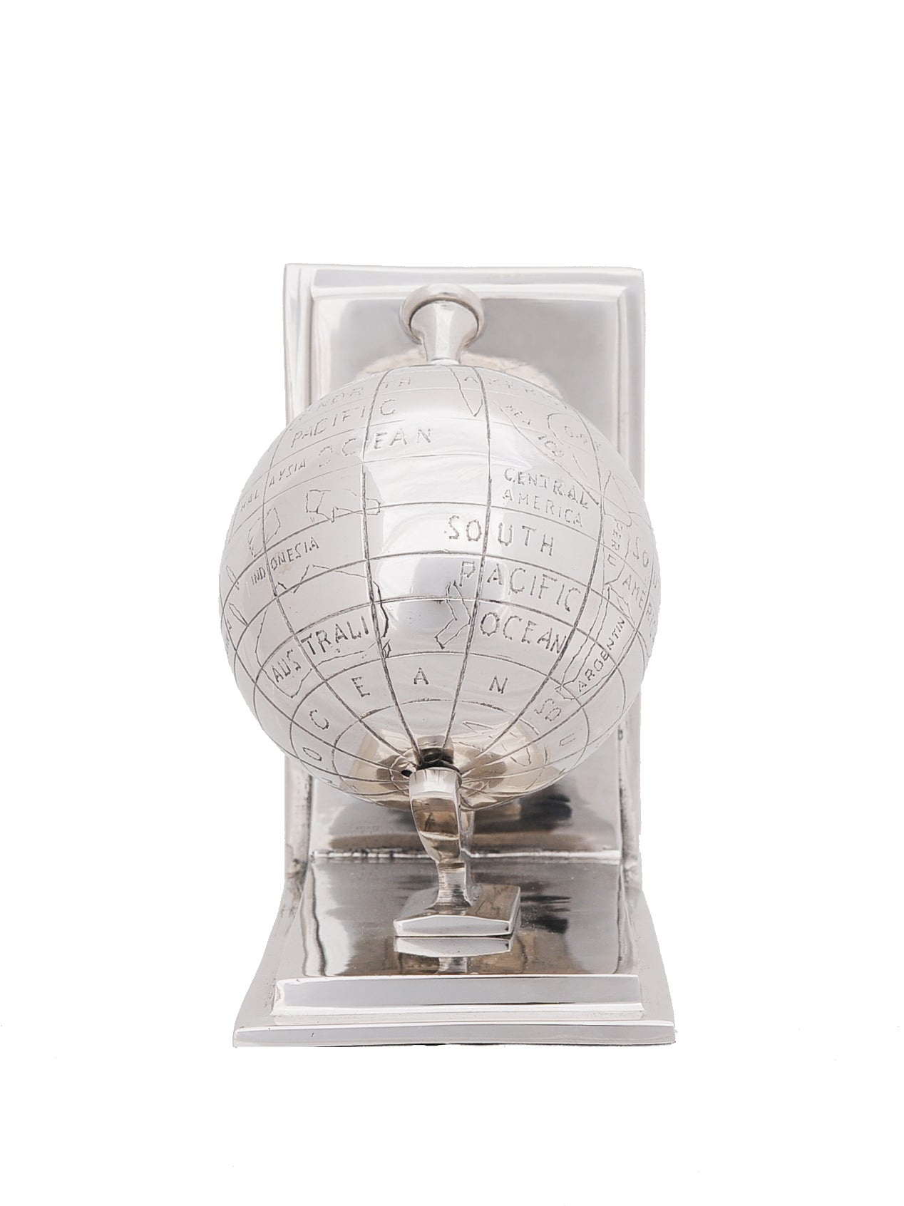 4.5" X 6.75" X 7.75" Alum Globe Bookend Set Of Two