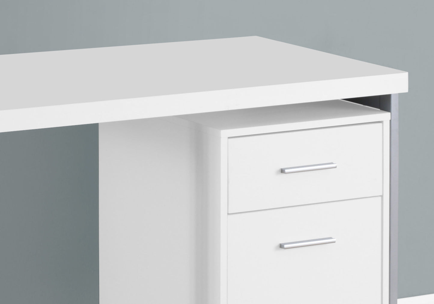 24" White and Silver Computer Desk With Two Drawers