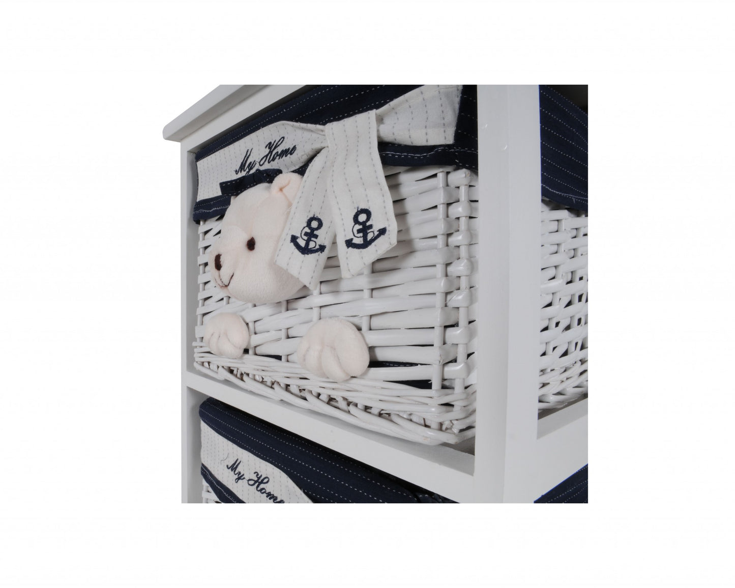 12.5" X 16" X 25" White Blue  Portable 2 Drawers