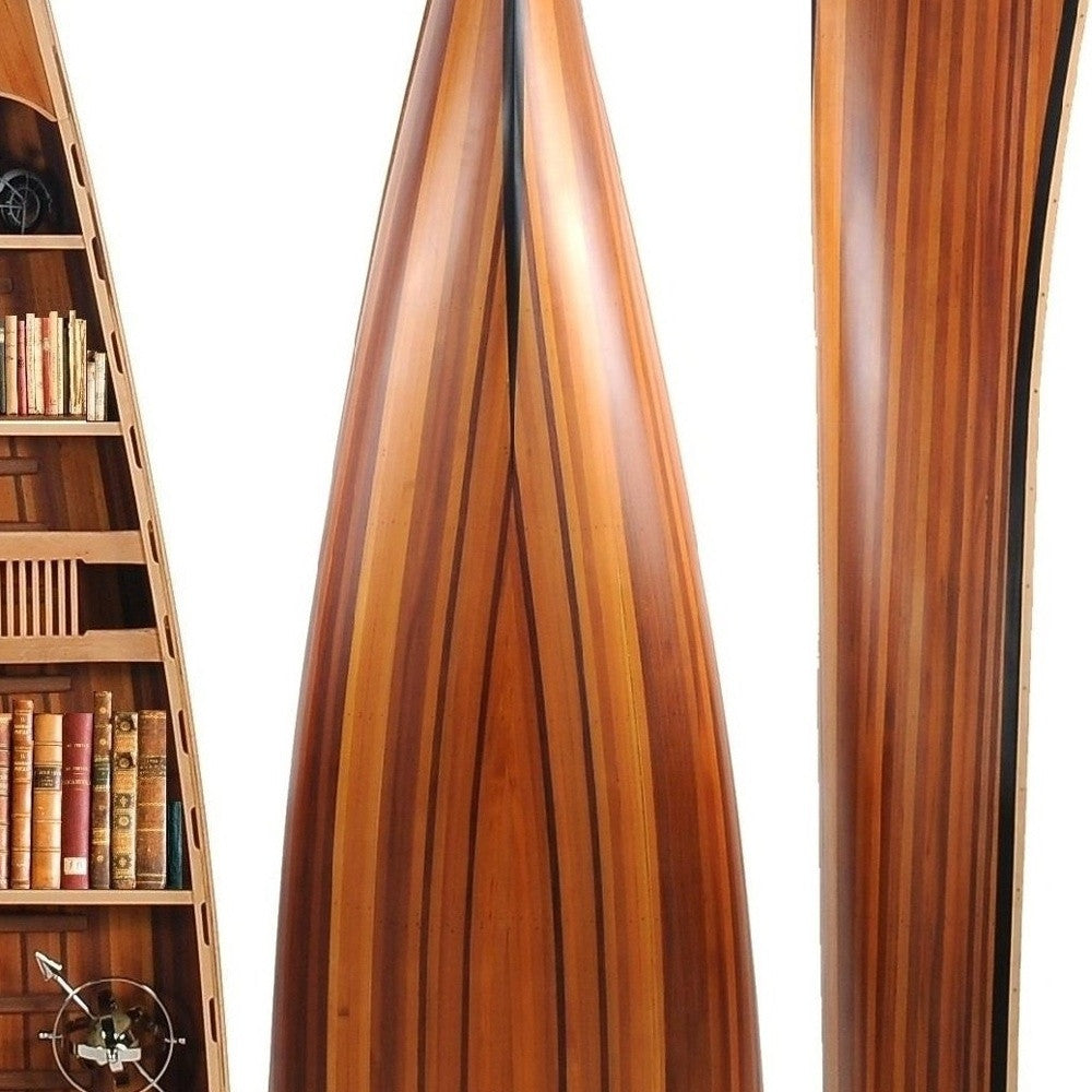 21" Wood Brown Solid Wood Six Tier Boat Bookcase