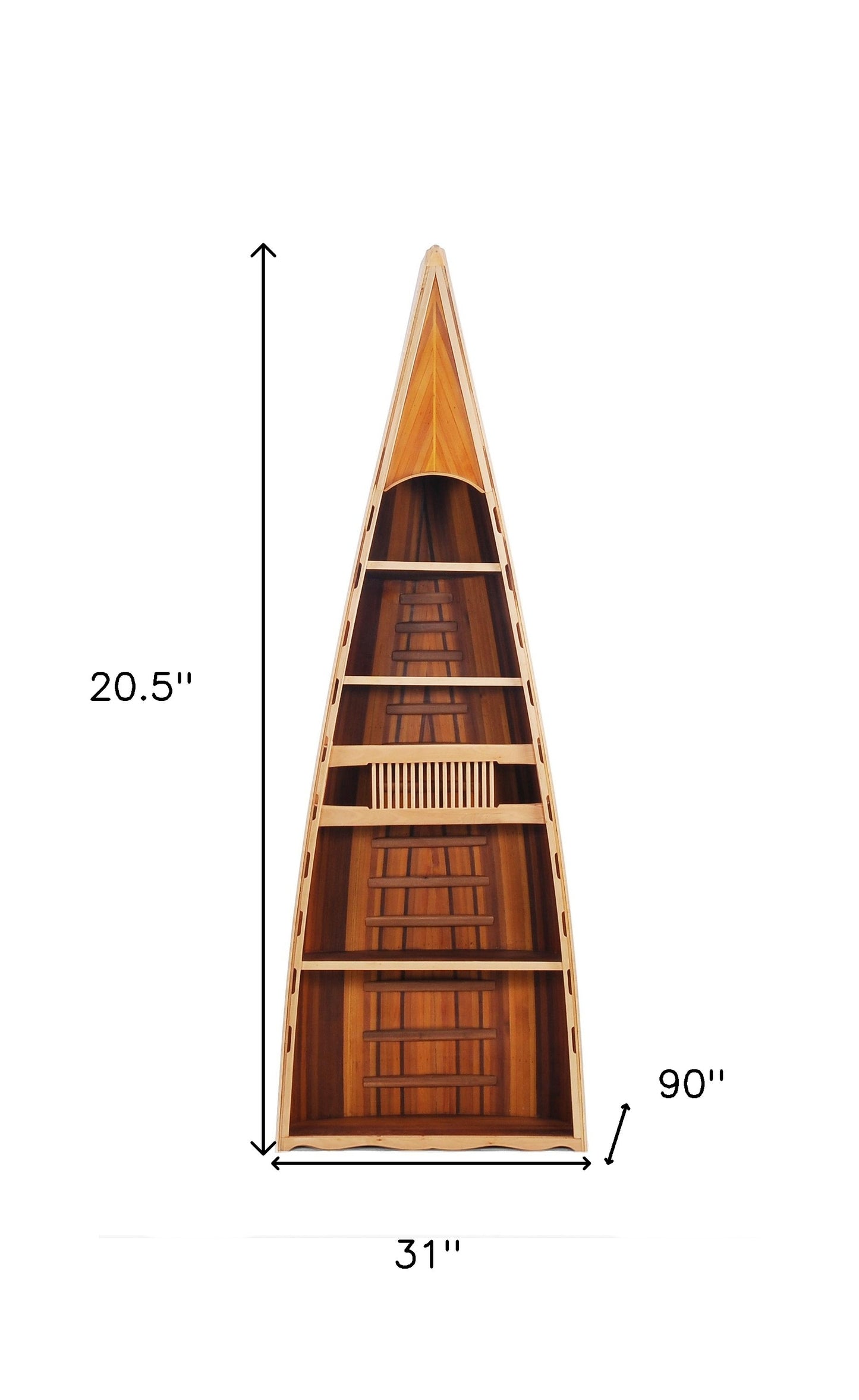 21" Wood Brown Solid Wood Six Tier Boat Bookcase