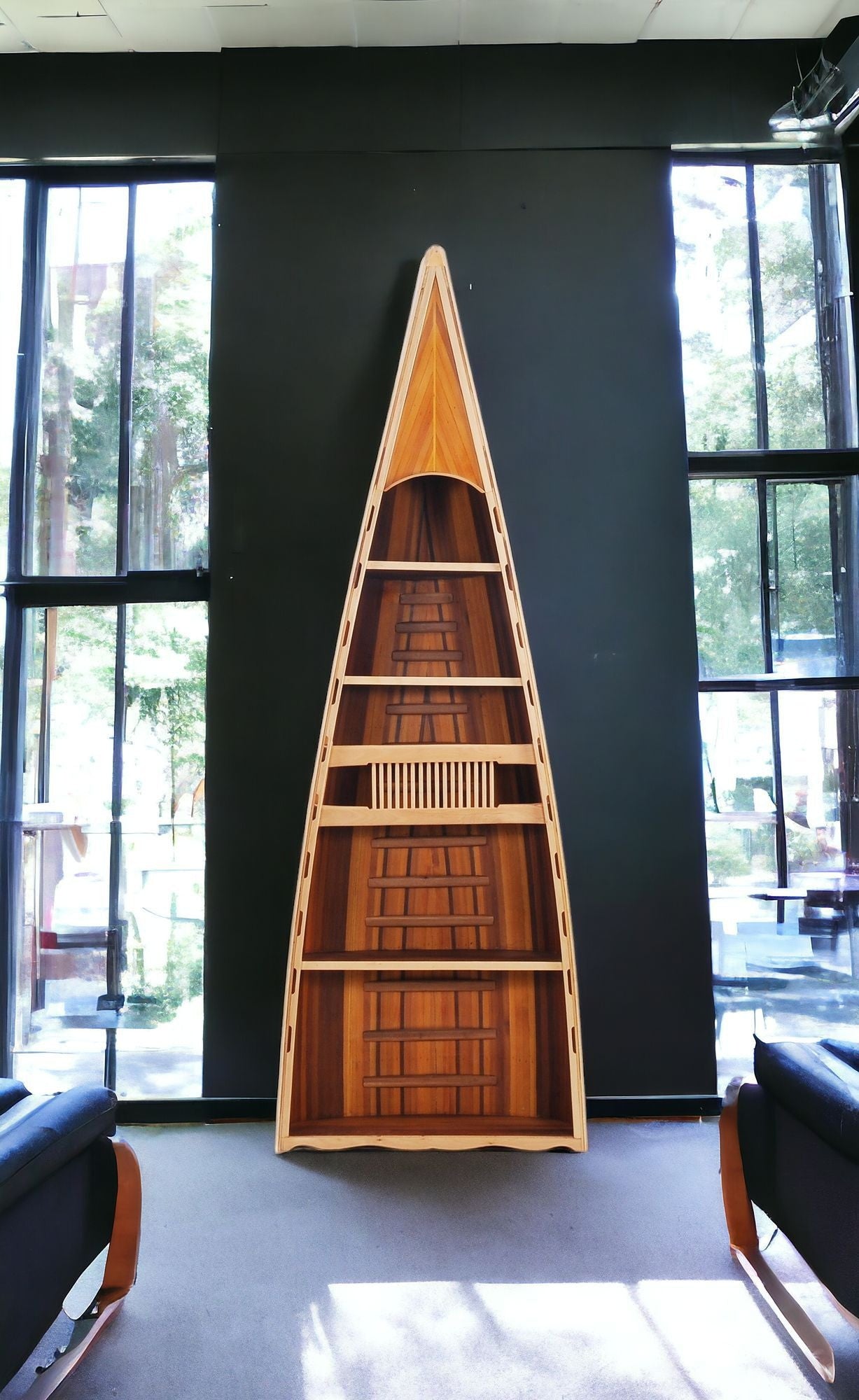 21" Wood Brown Solid Wood Six Tier Boat Bookcase