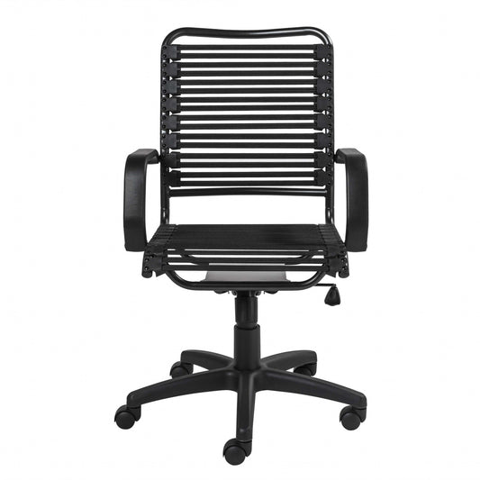 Black Swivel Adjustable Task Chair Bungee Back Steel Frame