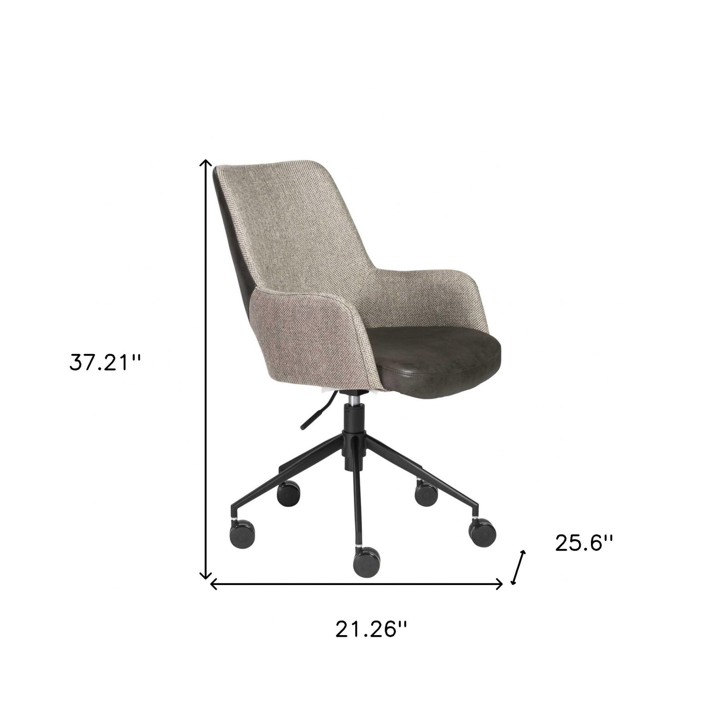 Slate Gray Linen Seat Swivel Adjustable Task Chair Fabric Back Steel Frame