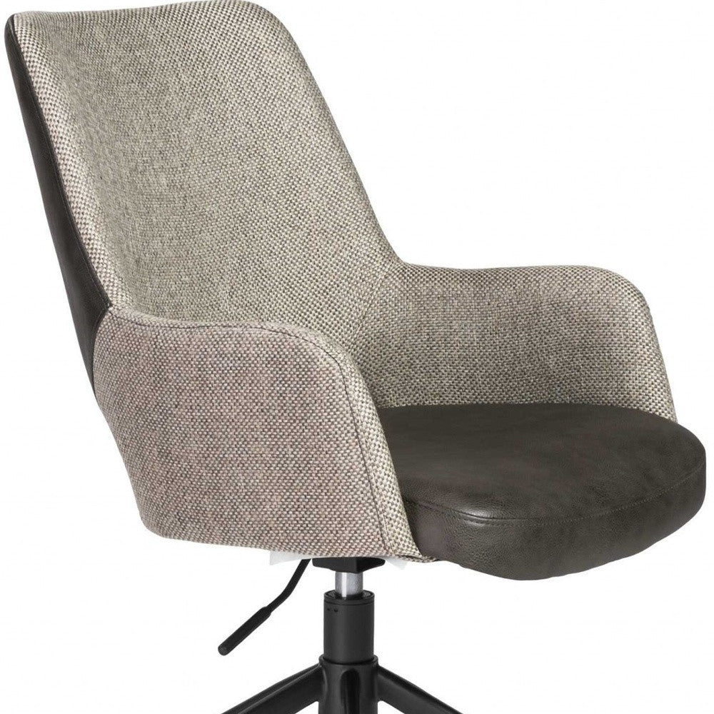 Slate Gray Linen Seat Swivel Adjustable Task Chair Fabric Back Steel Frame