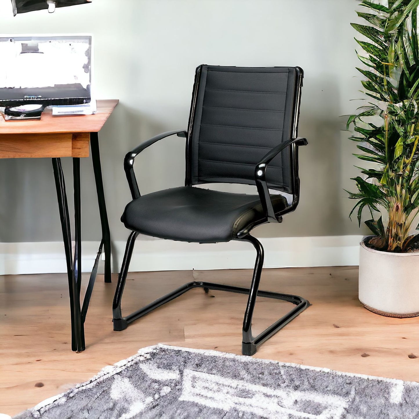 Black Faux Leather Office Chair