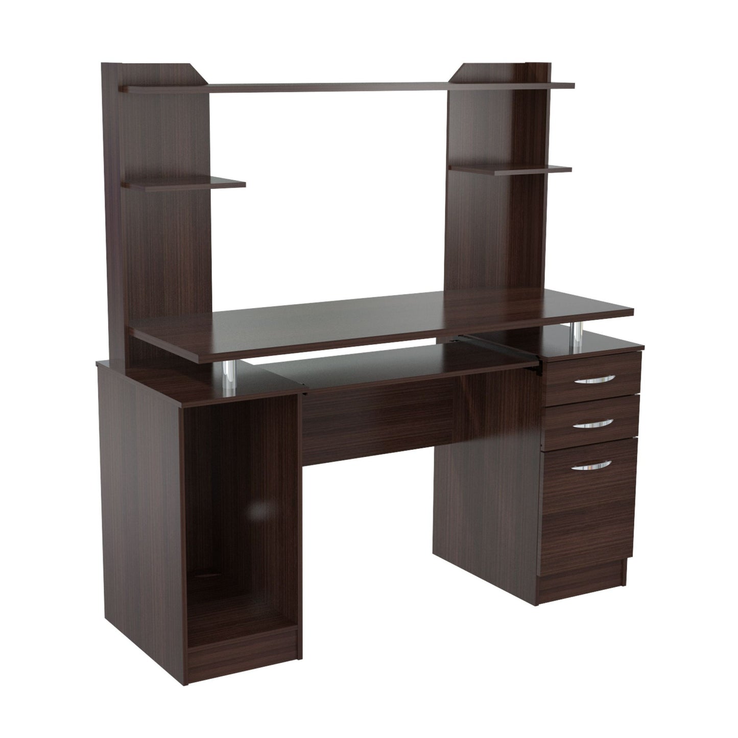 Espresso Finish Wood Computer Desk With Hutch