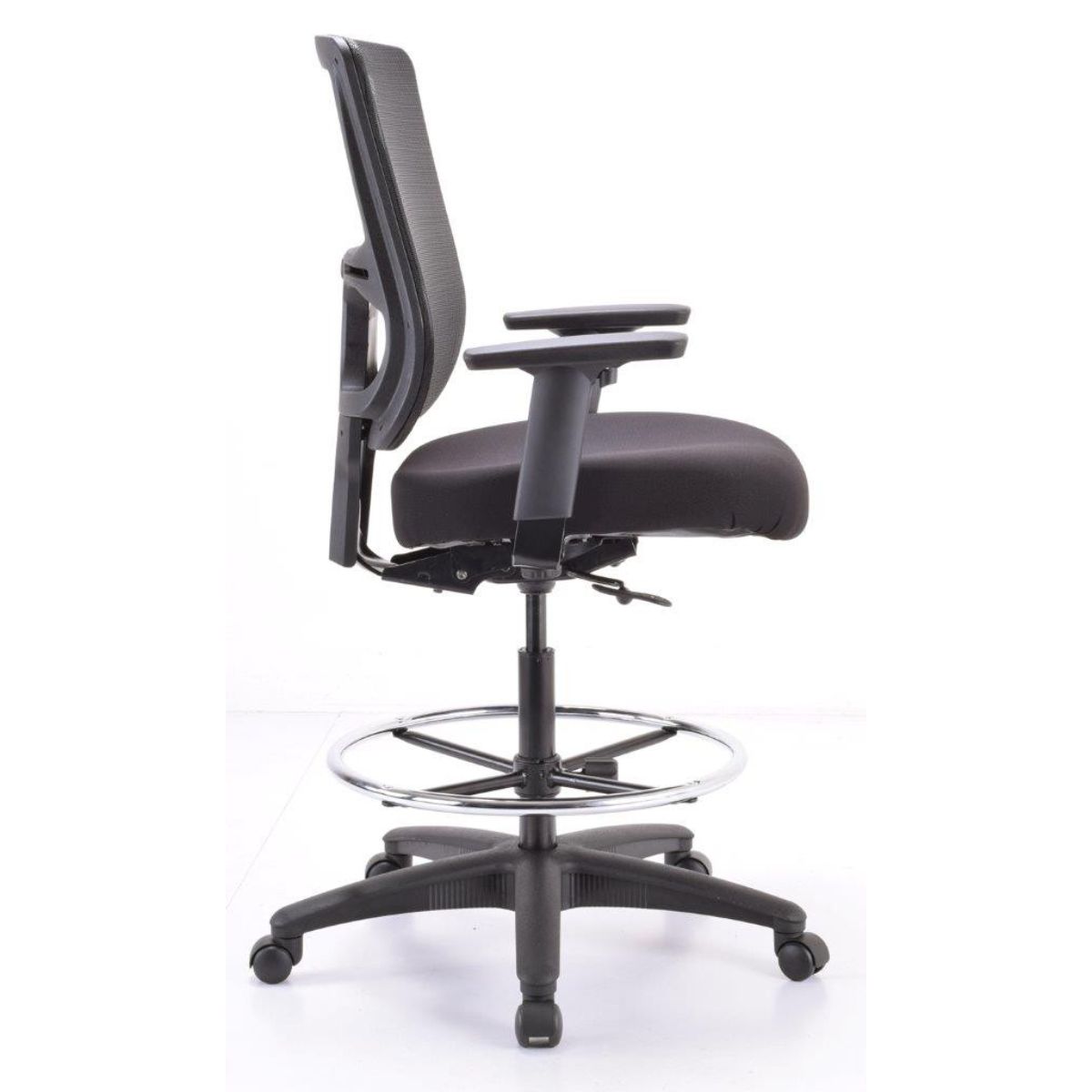 Black Adjustable Swivel Mesh Rolling Drafting Chair