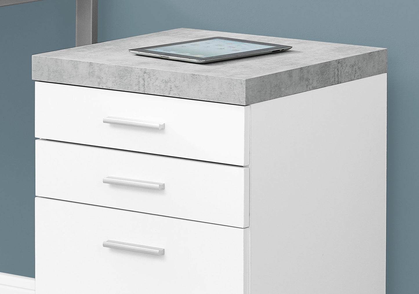 25.25" White Particle Board And Mdf Filing Cabinet With 3 Drawers