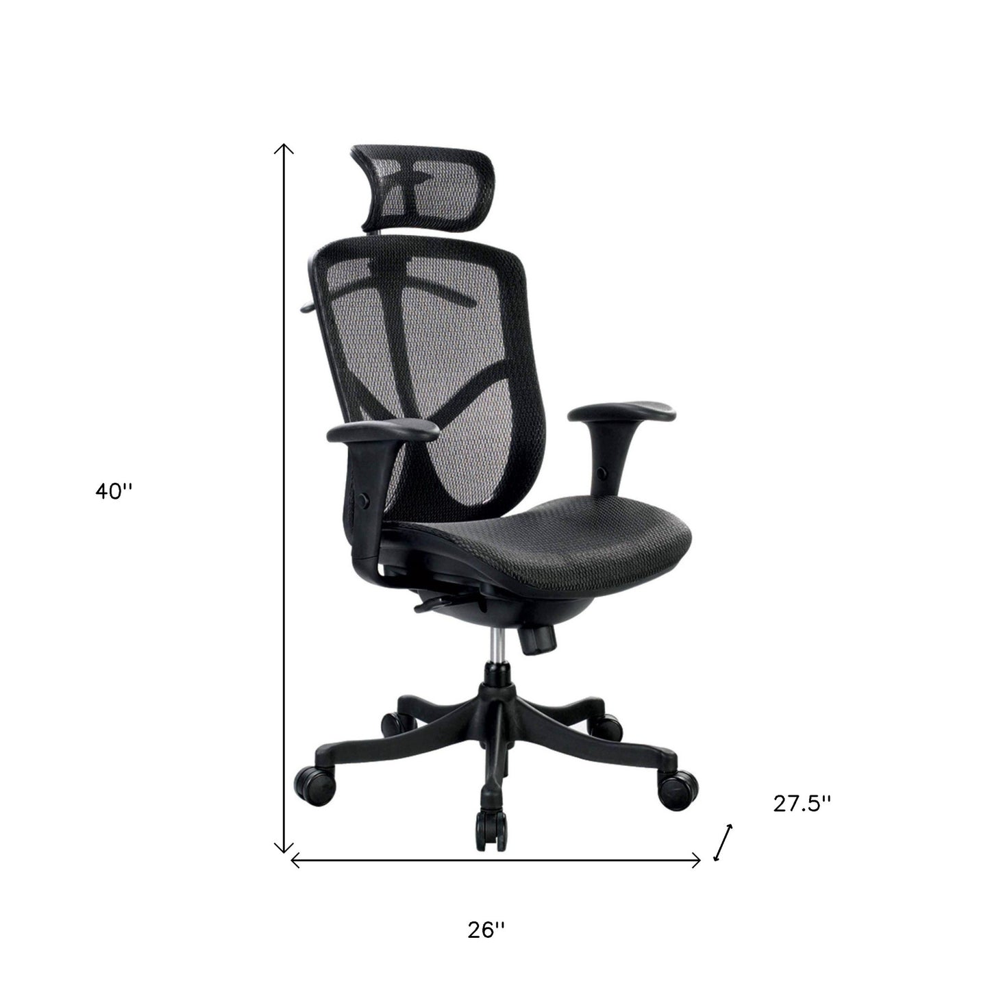 Black Adjustable Swivel Mesh Rolling Executive Office Chair