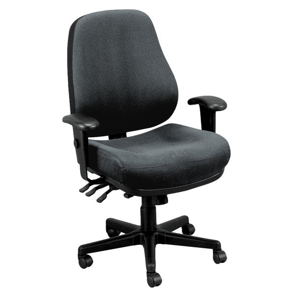 Charcoal and Black Adjustable Swivel Fabric Rolling Office Chair