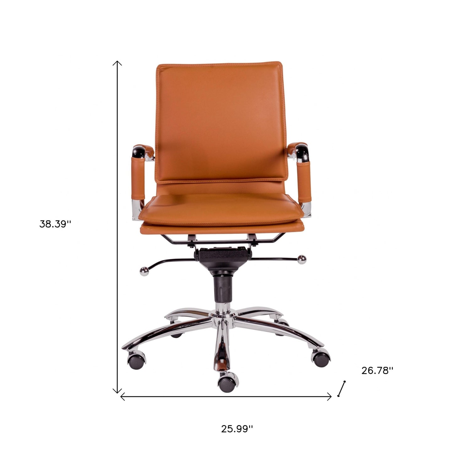 Brown Faux Leather Seat Swivel Adjustable Task Chair Leather Back Steel Frame