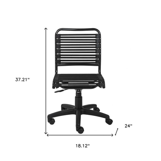 Black Swivel Adjustable Task Chair Bungee Back Steel Frame