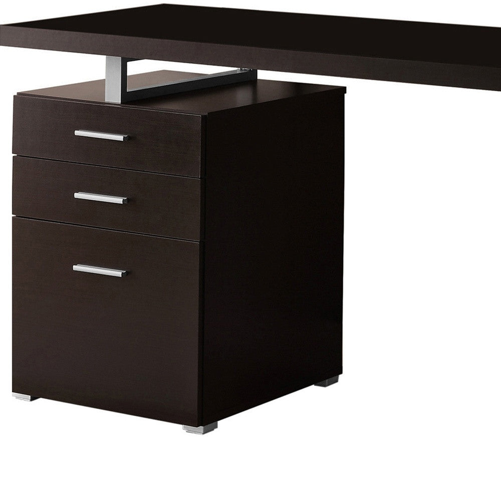 24" Brown and Gray Solid Manufactured Wood Computer Desk With Three Drawers