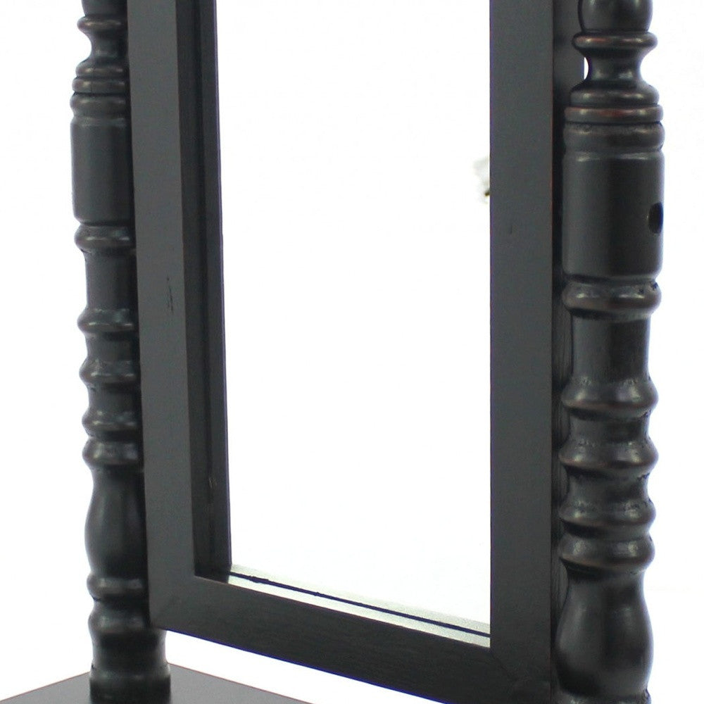 8.5 X 14 X 20 Black Traditional Drawer  Table Mirror