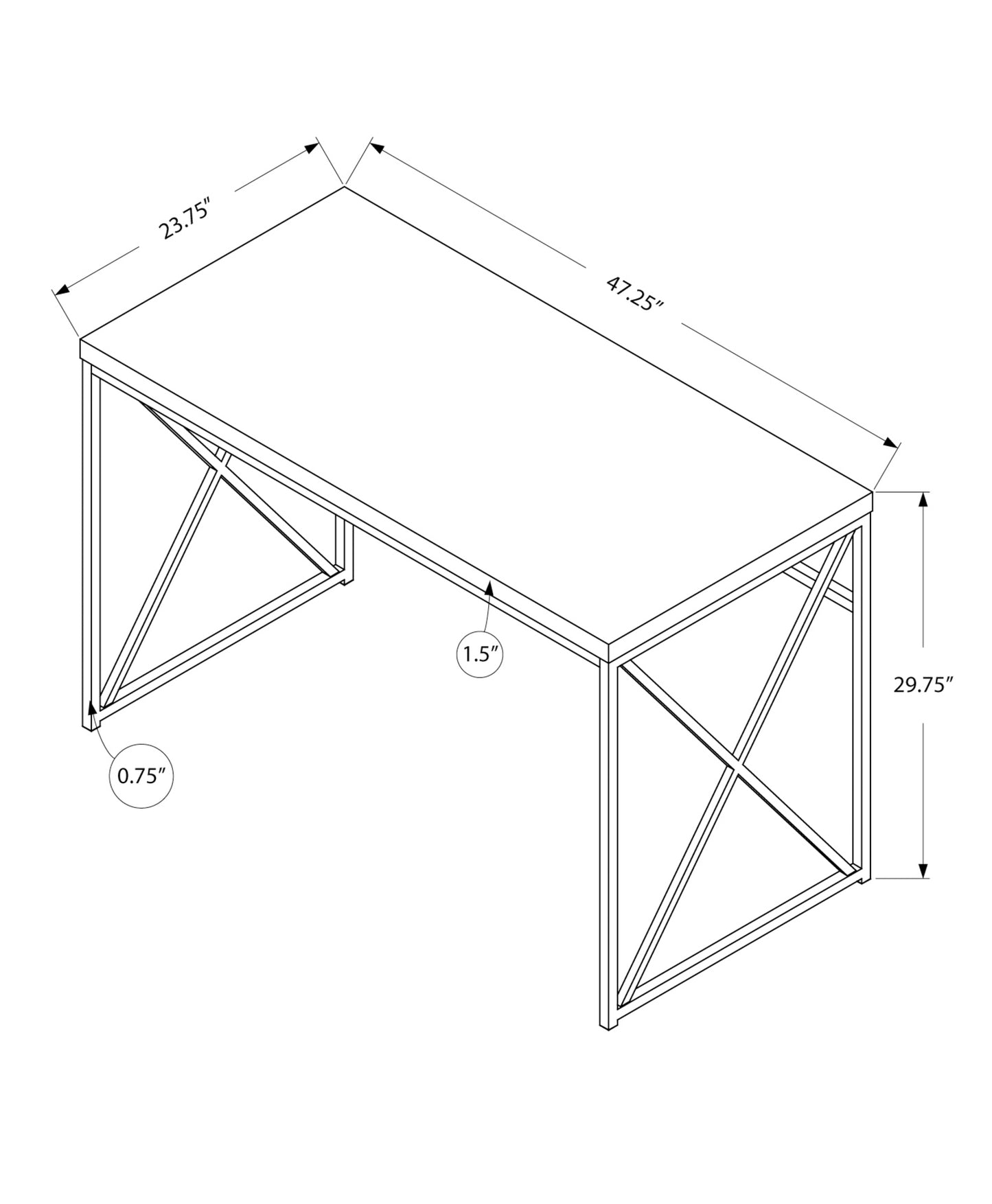 24" Taupe and Black Computer Desk