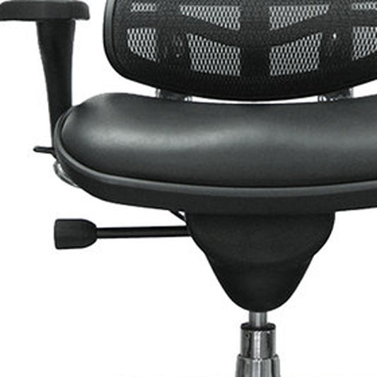 Black and Silver Adjustable Swivel Mesh Rolling Office Chair