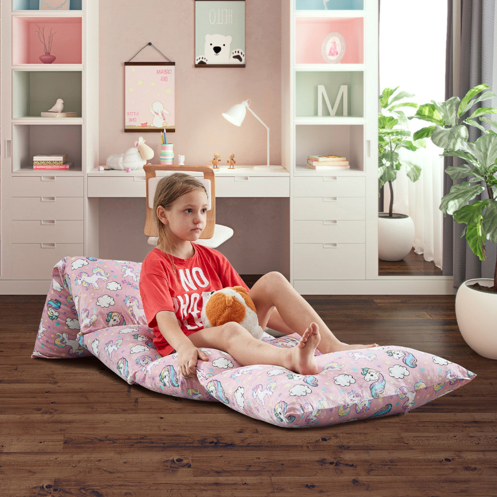 26" Light Pink Microfiber Unicorn Pouf Cover