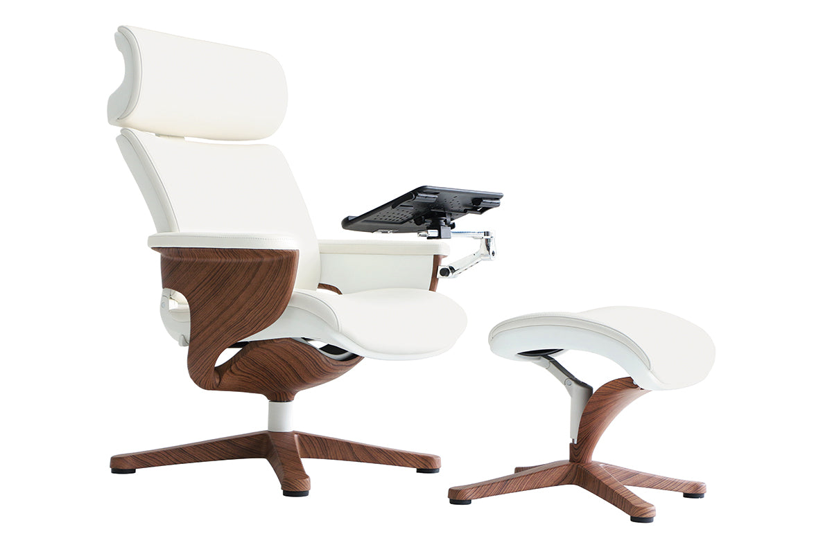 White and Dark Brown Swivel Faux Leather Executive Office Chair