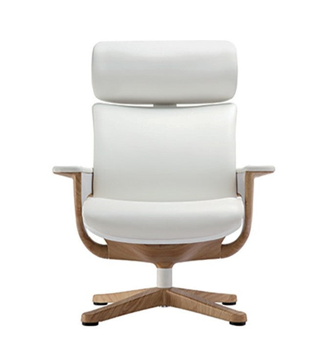 White and Dark Brown Swivel Faux Leather Executive Office Chair