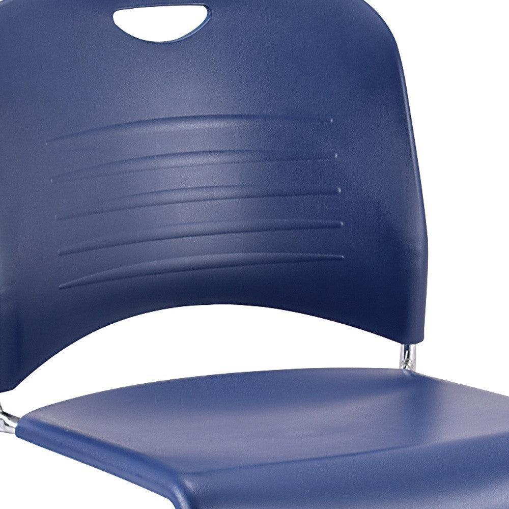 Set of Four Navy Blue and Silver Plastic Office Chair