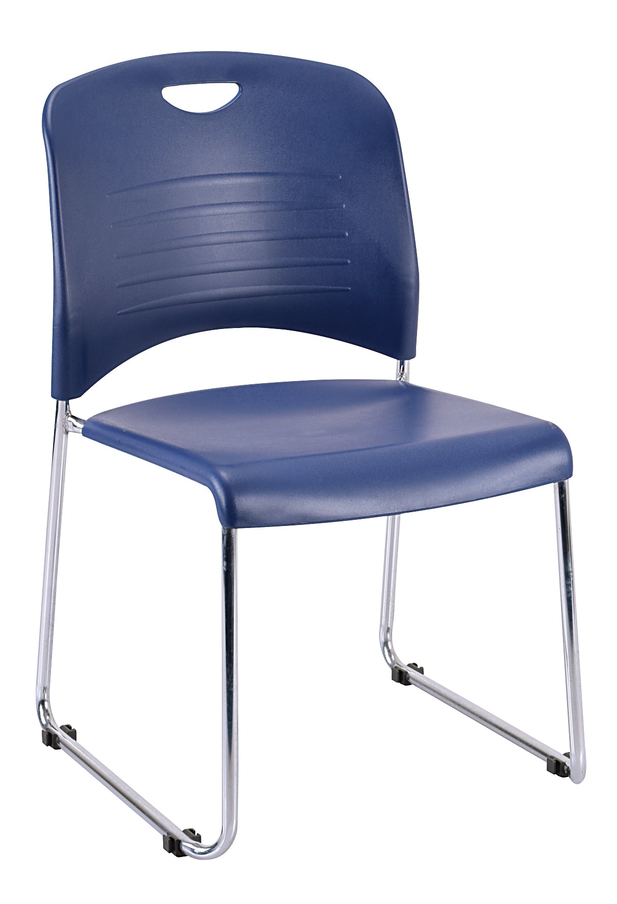 Set of Four Navy Blue and Silver Plastic Office Chair