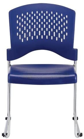 Set of Four Navy Blue and Silver Plastic Office Chair