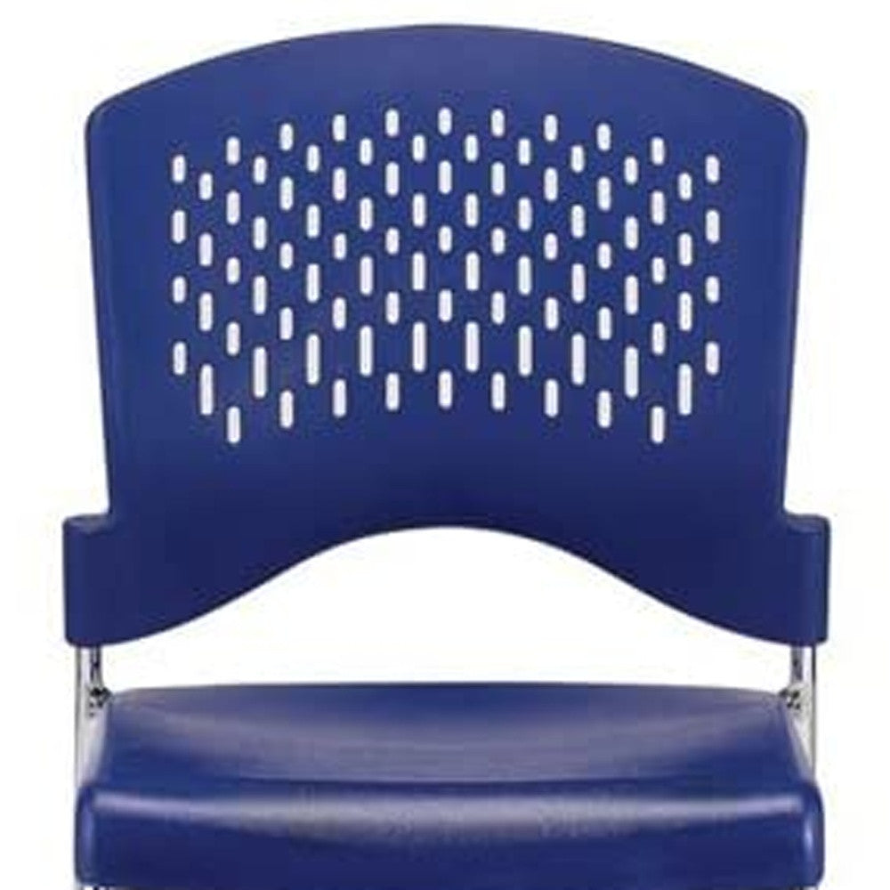 Set of Four Navy Blue and Silver Plastic Office Chair