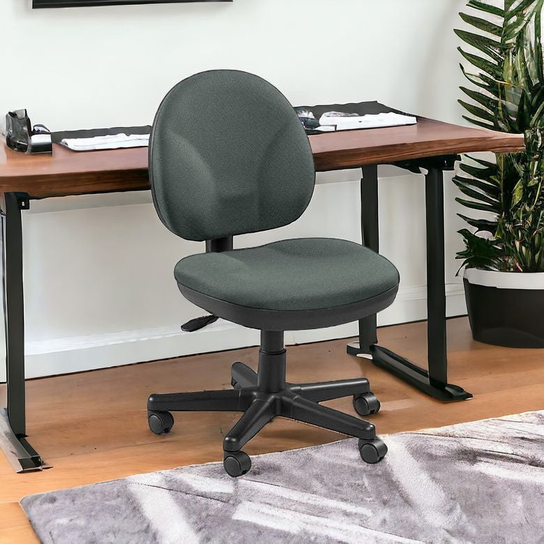 Pewter Blue and Black Adjustable Swivel Fabric Rolling Office Chair