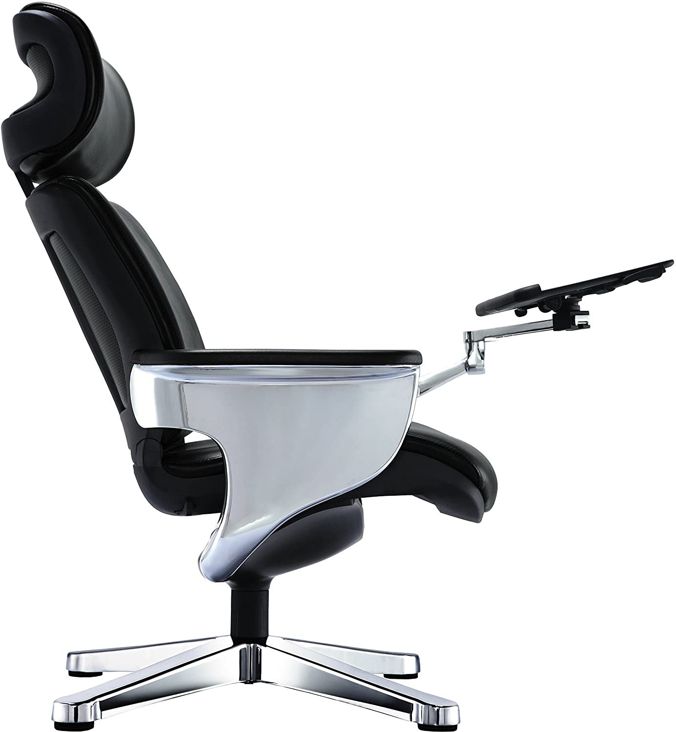 Black and Silver Swivel Faux Leather Executive Office Chair