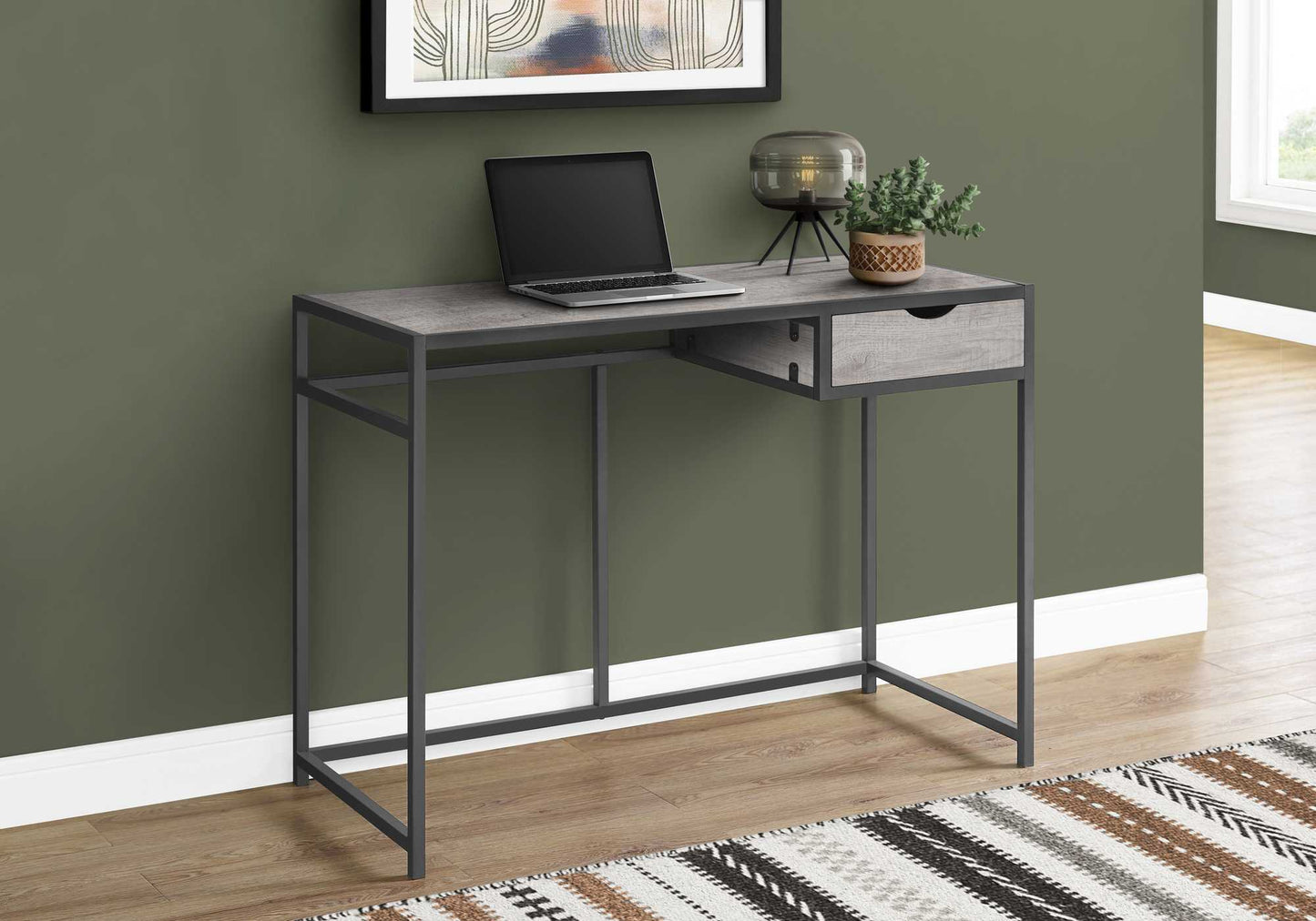 42" Gray and Black Computer Desk