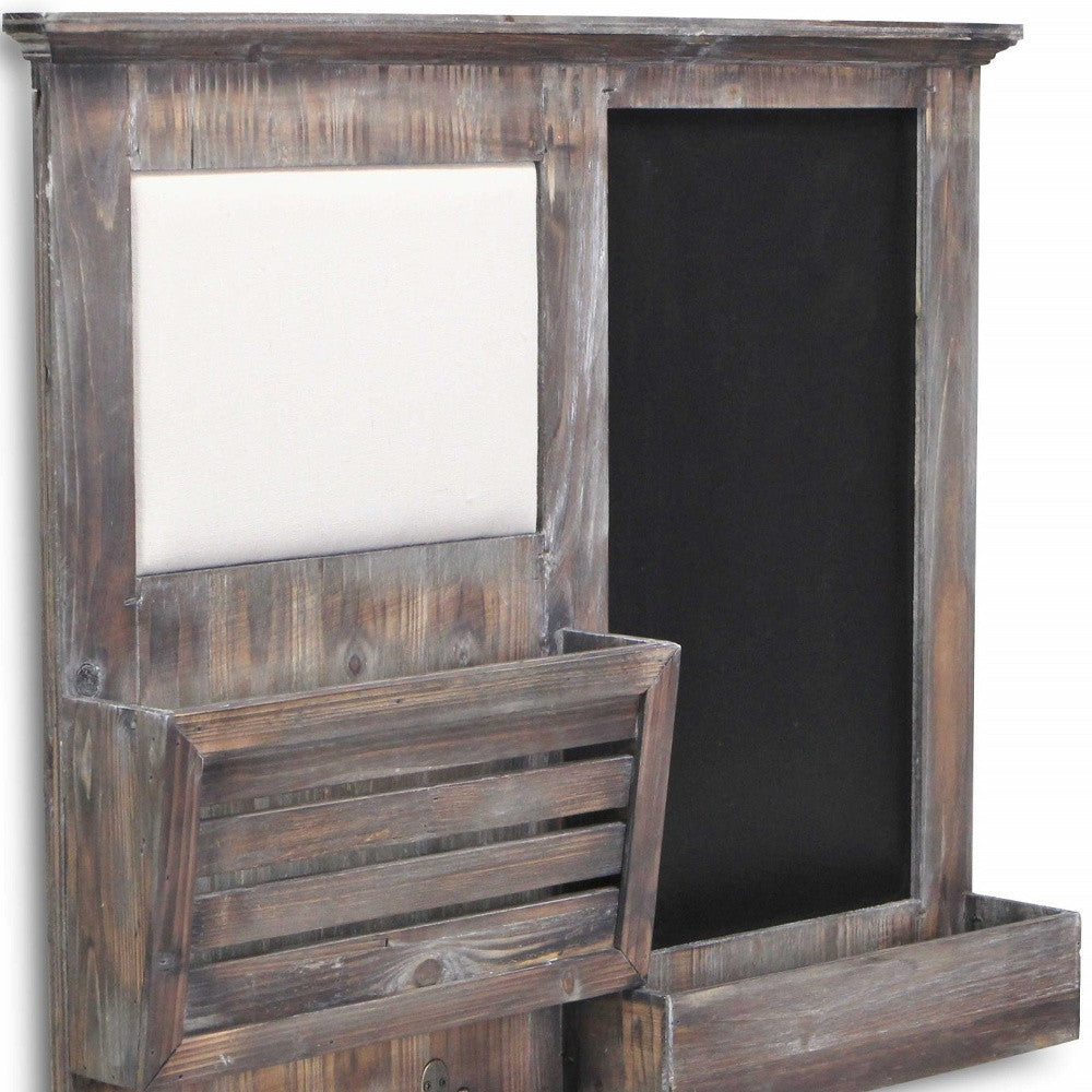 Gray Wooden Wall Chalkboard With Side Storage Basket