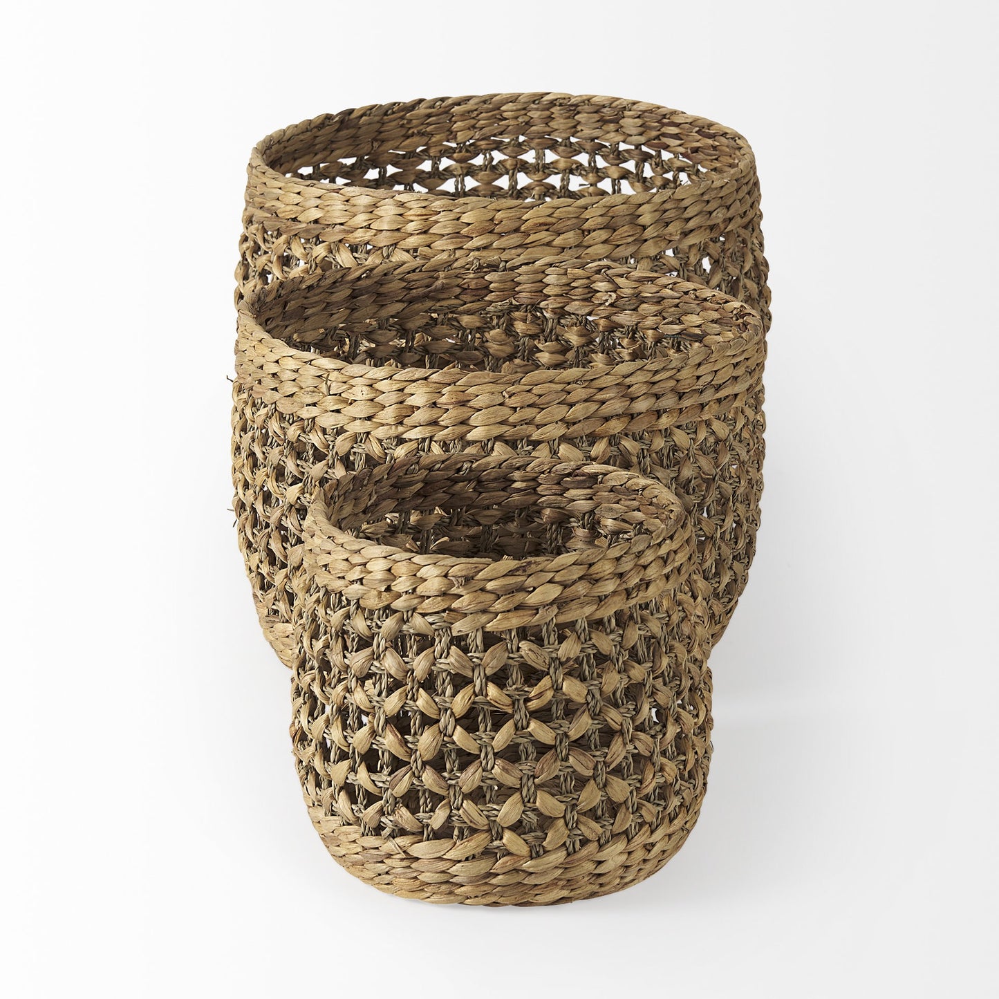 Set Of Three Round Wicker Baskets