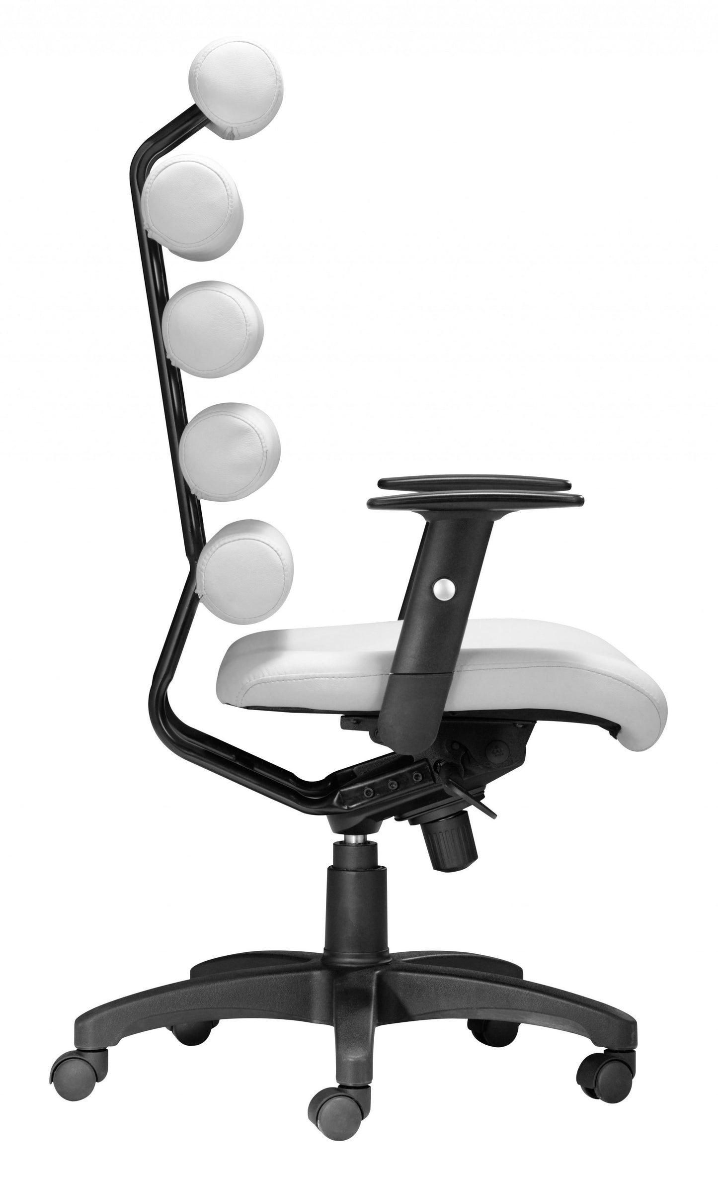 Black Faux Leather Seat Swivel Adjustable Task Chair Metal Back Steel Frame