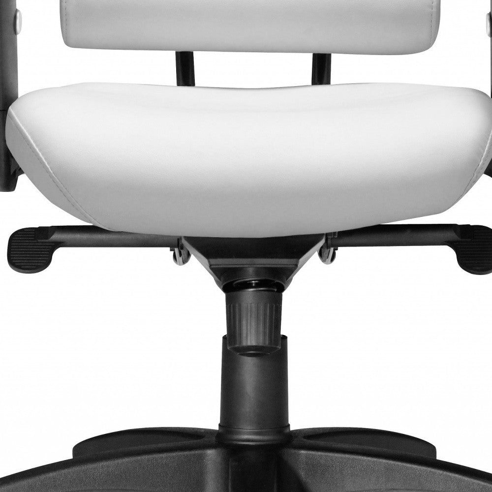 Black Faux Leather Seat Swivel Adjustable Task Chair Metal Back Steel Frame