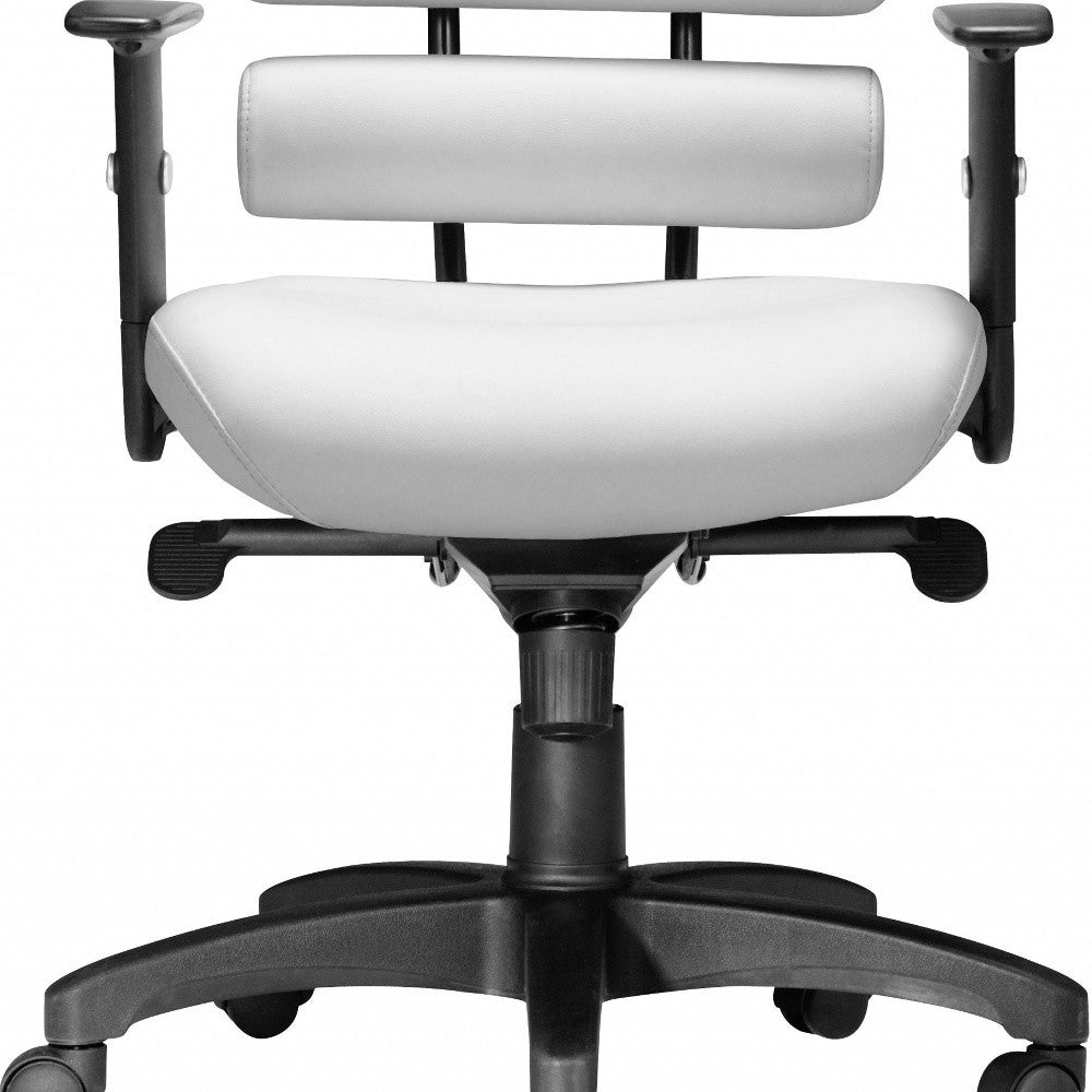 Black Faux Leather Seat Swivel Adjustable Task Chair Metal Back Steel Frame