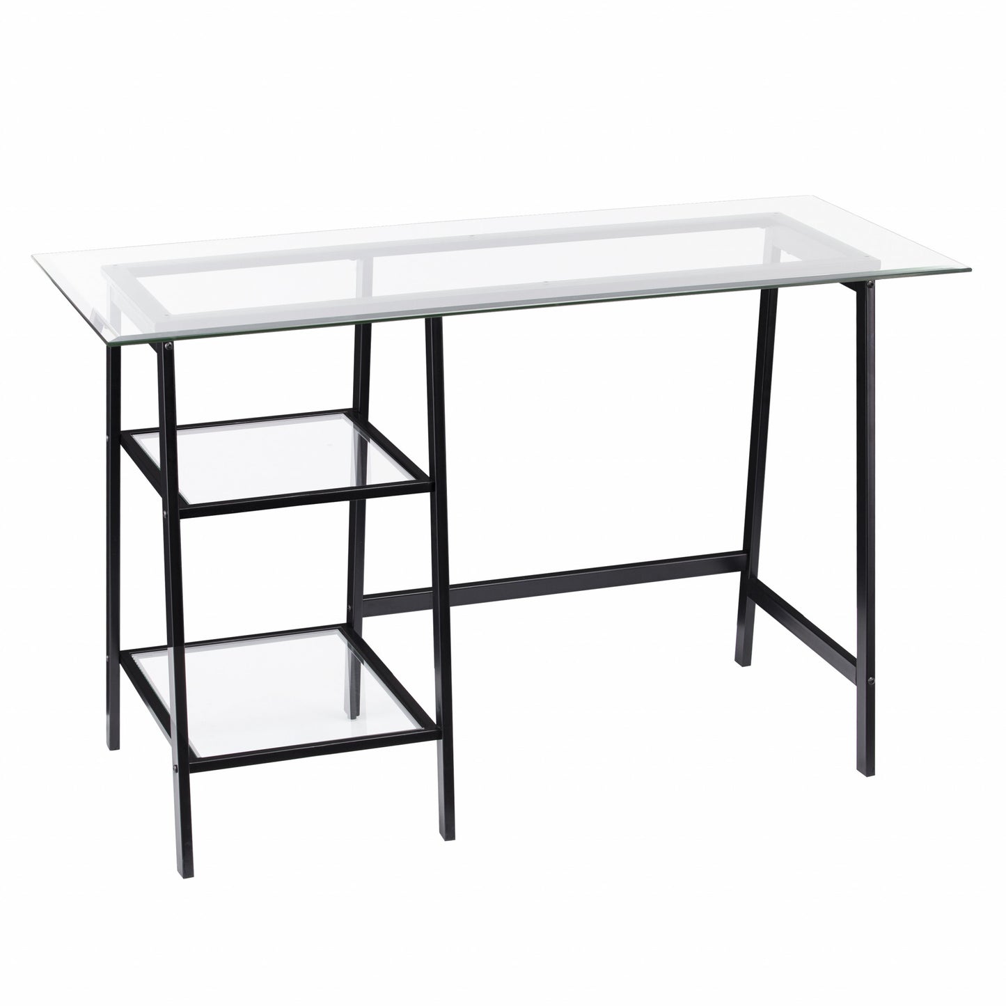 46" Clear And Black Glass Writing Desk