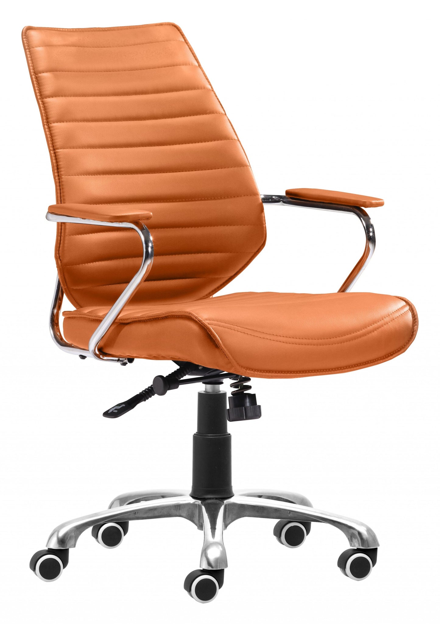 Orange and Silver Adjustable Swivel Metal Rolling Executive Office Chair