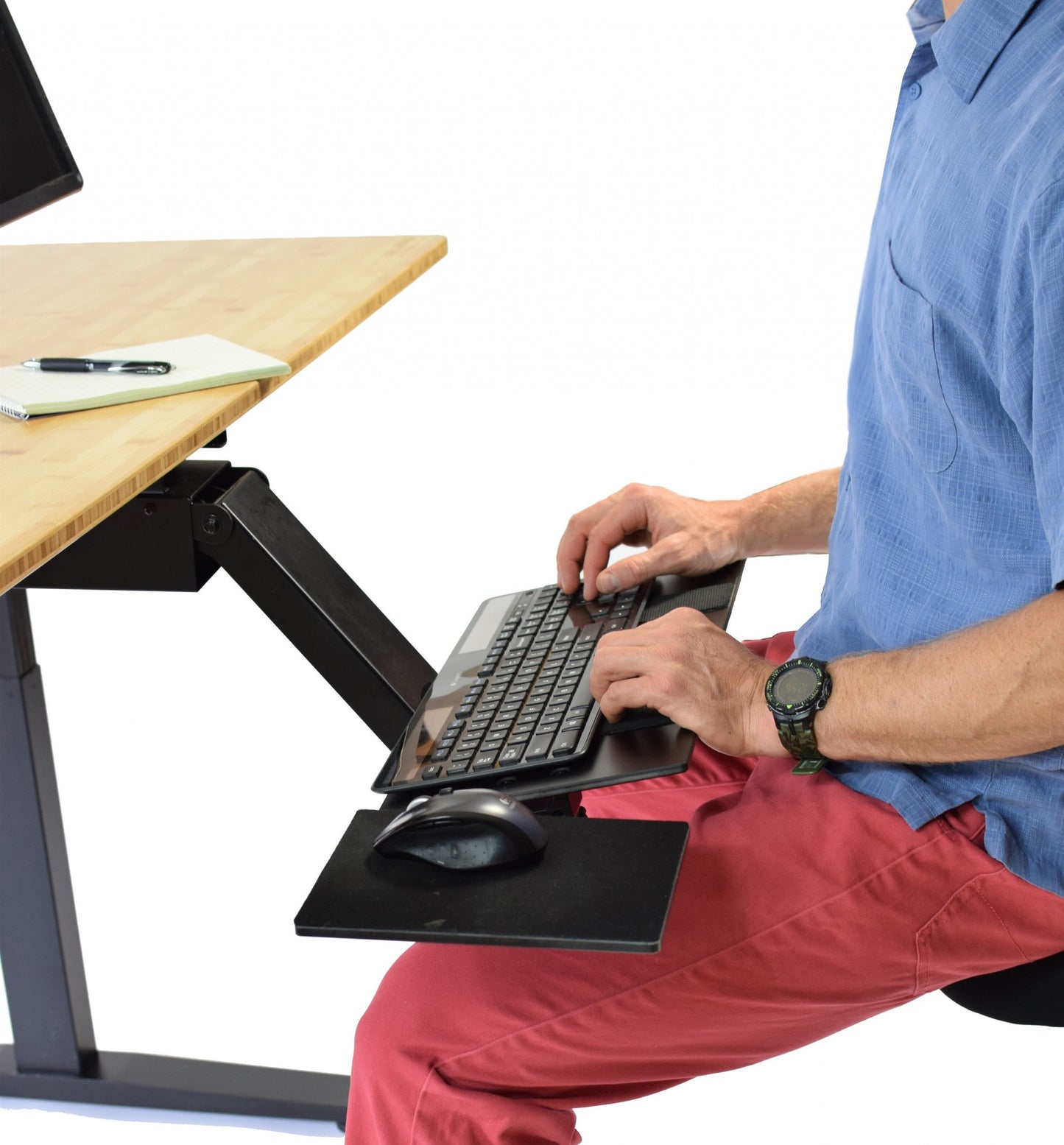 Black Ergonomic Under Desk Pull Out Keyboard Sit or Stand Tray