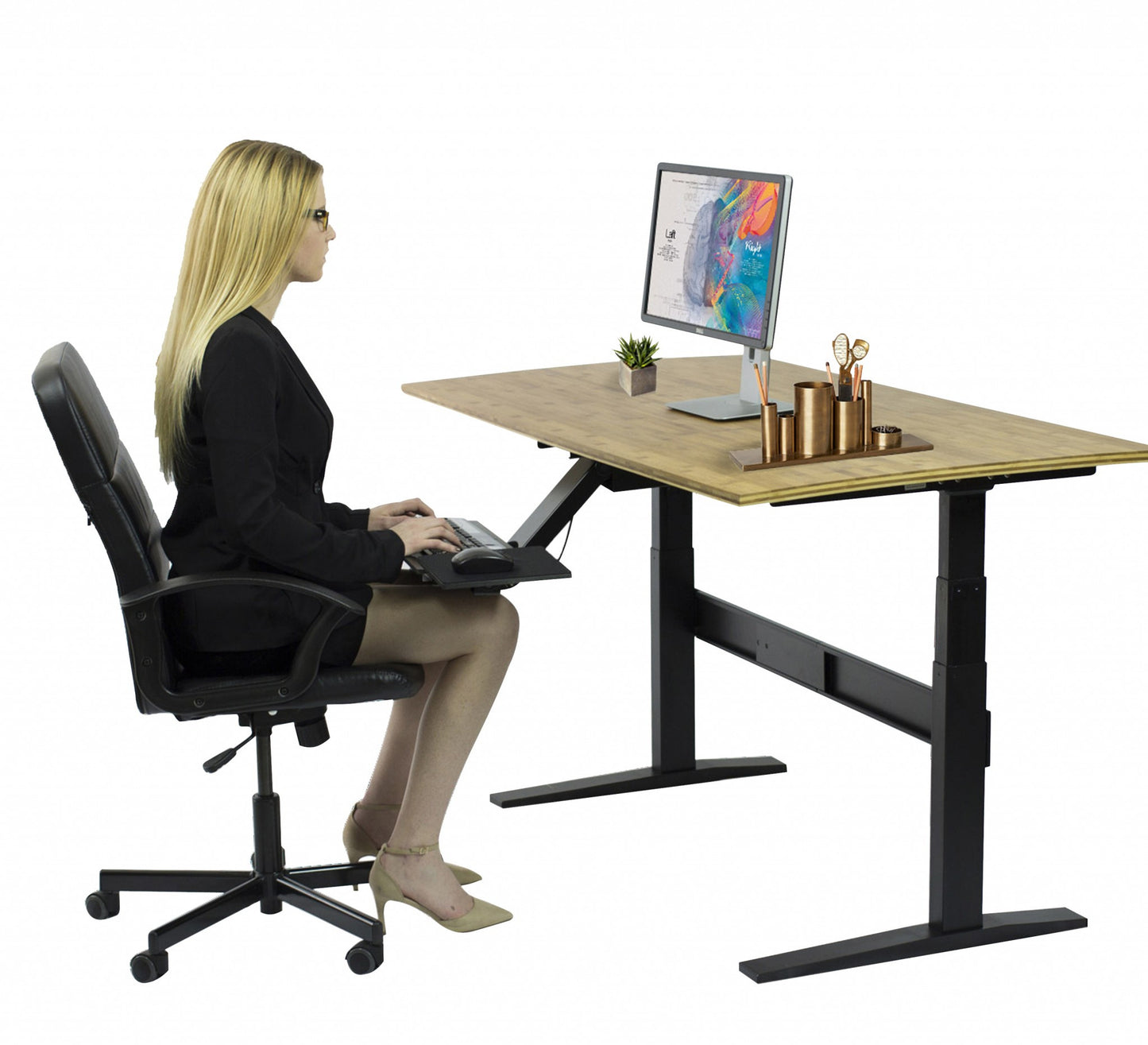 Black Ergonomic Under Desk Pull Out Keyboard Sit or Stand Tray